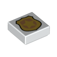Visuel indicatif Rebrickable de Tuile 1 x 1 avec badge de police imprimé (Tile 1 x 1 with Police Badge Print)