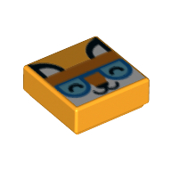 Visuel indicatif Rebrickable de Tuile 1 x 1 avec renard blanc, bande de tête orange vif, les yeux azur foncé motif imprimé (Tile 1 x 1 with White Fox, Bright Orange Head Band, Dark Azure Eyes Print)