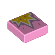 Visuel indicatif Rebrickable de Tuile 1 x 1 avec motif imprimé Jaune Explosion (Tile 1 x 1 with Yellow Explosion Print)