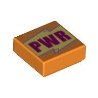 Visuel indicatif Rebrickable de Tuile 1 x 1 avec motif imprimé rouge foncé 'PWR' (Tile 1 x 1 with Dark Red 'PWR' Print)
