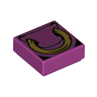 Visuel indicatif Rebrickable de Tuile 1 x 1 avec nez de taureau, anneau d'or motif imprimé (Tile 1 x 1 with Bull Nose, Gold Ring Print)