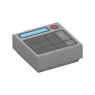 Tuile 1 x 1 avec clavier, Fente bleue, motif imprimé bouton rouge (Tile 1 x 1 with Keypad, Blue Slit, Red Button Print)