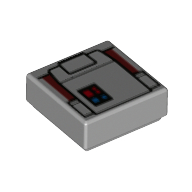 Visuel indicatif Rebrickable de Tuile 1 x 1 avec boutons rouge/bleu, motif imprimé poche (Tile 1 x 1 with Red/Blue Buttons, Pocket Print)