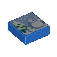 Visuel indicatif Rebrickable de Tuile 1 x 1 avec bonhomme de neige, arbres motif imprimé (Super Mario cool, montagne fraîche) (Tile 1 x 1 with Snowman, Trees Print (Super Mario Cool, Cool Mountain))