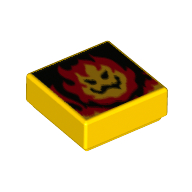 Visuel indicatif Rebrickable de Tuile 1 x 1 avec flamme, motif imprimé sur le visage (terre de lave mortelle Super Mario) (Tile 1 x 1 with Flame, Face Print (Super Mario Lethal Lava Land))