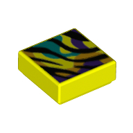 Visuel indicatif Rebrickable de Tuile 1 x 1 avec des couleurs arc-en-ciel, motif imprimé rayures noires (Tile 1 x 1 with Rainbow Colors, Black Stripes Print)