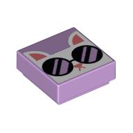 Visuel indicatif Rebrickable de Tuile 1 x 1 avec motif imprimé Chat Blanc avec Lunettes de Soleil (Tile 1 x 1 with White Cat with Sunglasses Print)
