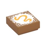 Visuel indicatif Rebrickable de Tuile 1 x 1 avec serpent or / ver sur fond blanc motif imprimé (Tile 1 x 1 with Gold Snake/Worm on White Background Print)