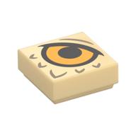 Visuel indicatif Rebrickable de Tuile 1 x 1 avec œil orange clair vif, plumes beige foncé imprimé (Tile 1 x 1 with Bright Light Orange Eye, Dark Tan Feathers Print)