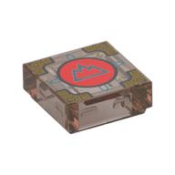 Visuel indicatif Rebrickable de Tuile 1 x 1 avec montagne d'argent sur cercle rouge, or décoration motif imprimé (porte cubique) (Tile 1 x 1 with Silver Mountain on Red Circle, Gold Decoration Print (Cubic Gate))