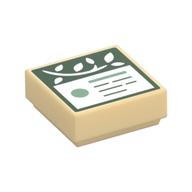 Visuel indicatif Rebrickable de Tuile 1 x 1 avec signe vert foncé, motif imprimé feuilles blanches (Tile 1 x 1 with Dark Green Sign, White Leaves Print)