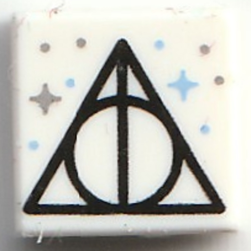 Visuel indicatif Rebrickable de Tuile 1 x 1 avec motif imprimé Reliques de la Mort (Tile 1 x 1 with Deathly Hallows Logo Print)