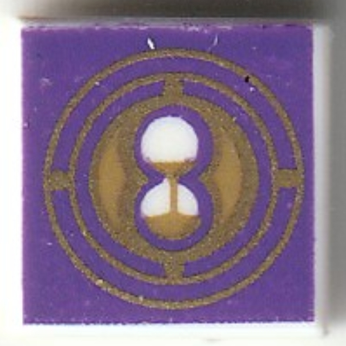 Visuel indicatif Rebrickable de Tuile 1 x 1 avec sablier en or, motif imprimé fond violet foncé (Tile 1 x 1 with Gold Hourglass, Dark Purple Background Print)