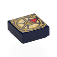 Visuel indicatif Rebrickable de Tuile 1 x 1 avec boussole en or, motif imprimé flèche rouge (Tile 1 x 1 with Gold Compass, Red Arrow Print)