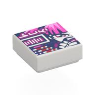 Visuel indicatif Rebrickable de Tuile 1 x 1 avec blanc/rose foncé fille sur fond violet foncé motif imprimé (Tile 1 x 1 with White/Dark Pink Girl on Dark Purple Background Print)