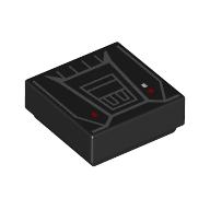Visuel indicatif Rebrickable de Carreau 1 x 1 avec panneau de commande gris bleuté foncé, lumières rouges motif imprimé (Tile 1 x 1 with dark Bluish Grey Control Panel, Red Lights Print)
