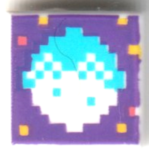 Visuel indicatif Rebrickable de Tuile 1 x 1 avec blanc pixelisé/lune azur foncé sur fond violet foncé motif imprimé (Tile 1 x 1 with Pixelated White/Dark Azure Moon on Dark Purple Background Print)