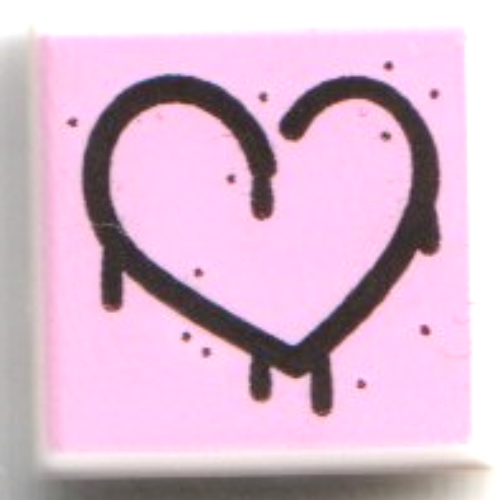 Visuel indicatif Rebrickable de Tuile 1 x 1 avec cœur de fusion violet foncé sur fond rose vif motif imprimé (Tile 1 x 1 with Dark Purple Melting Heart on Bright Pink Background Print)