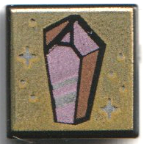 Visuel indicatif Rebrickable de Tuile 1 x 1 avec cristal rose métal, motif imprimé fond or (Tile 1 x 1 with Metal Pink Crystal, Gold Background Print)