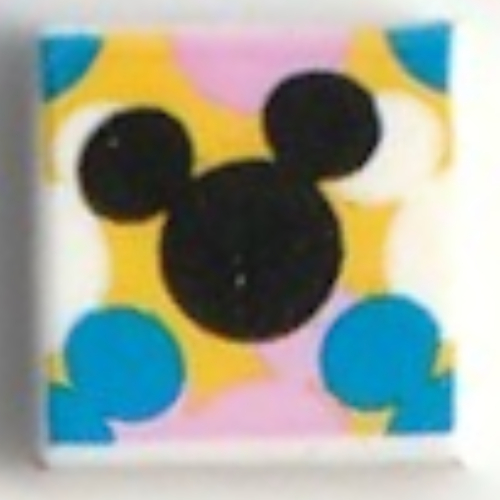 Visuel indicatif Rebrickable de Tuile 1 x 1 avec motif imprimé noir/bleu/blanc/jaune/blanc clair (Tile 1 x 1 with Black/Blue/White/Yellow/Bright Pink Mickey Mouse Outline Print)