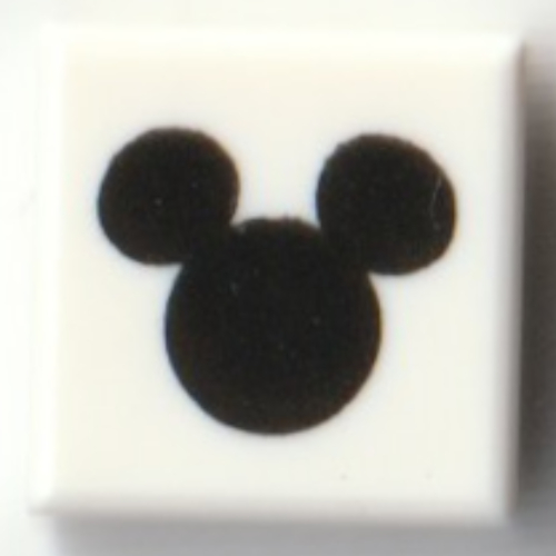 Visuel indicatif Rebrickable de Tuile 1 x 1 avec motif imprimé de contour de souris mickey noir (Tile 1 x 1 with Black Mickey Mouse Outline Print)