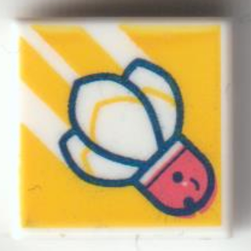 Visuel indicatif Rebrickable de Tuile 1 x 1 avec navette de badminton sur fond orange vif motif imprimé (Tile 1 x 1 with Badminton Shuttle on Bright Orange Background Print)