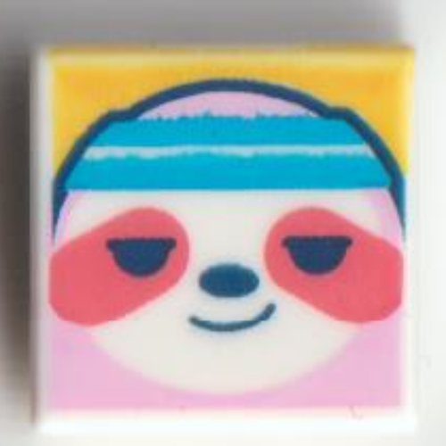 Visuel indicatif Rebrickable de Tuile 1 x 1 avec paresseux corail avec bandeau azur foncé sur fond orange clair vif motif imprimé (Tile 1 x 1 with Coral Sloth with Dark Azure Headband on Bright Light Orange Background Print)