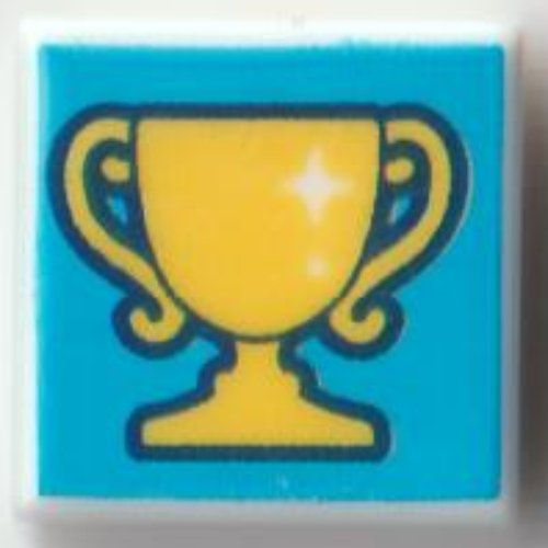 Visuel indicatif Rebrickable de Tuile 1 x 1 avec trophée jaune sur fond noir (Tile 1 x 1 with Yellow Trophy on Dark Azure Background Print)