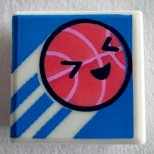 Visuel indicatif Rebrickable de Tuile 1 x 1 avec basketball corail sur fond bleu foncé motif imprimé (Tile 1 x 1 with Coral Basketball on Dark Azure Background Print)