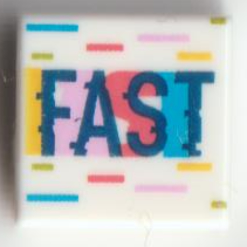 Visuel indicatif Rebrickable de Tuile 1 x 1 avec motif imprimé 'FAST' (Tile 1 x 1 with 'FAST' Print)