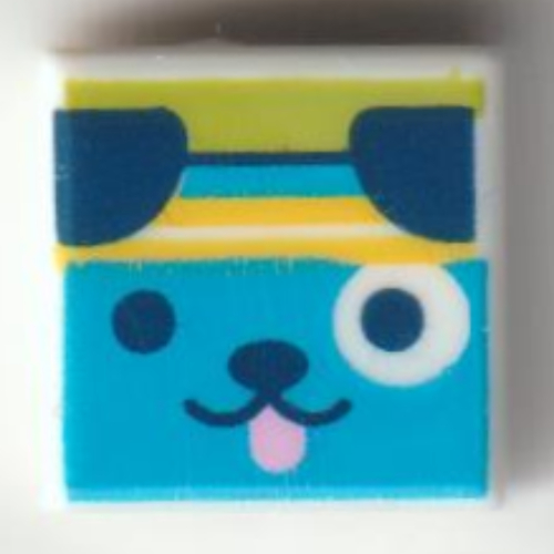 Visuel indicatif Rebrickable de Tuile 1 x 1 avec chien azur foncé avec motif imprimé bandeau jaune (Tile 1 x 1 with Dark Azure Dog with Yellow Headband Print)