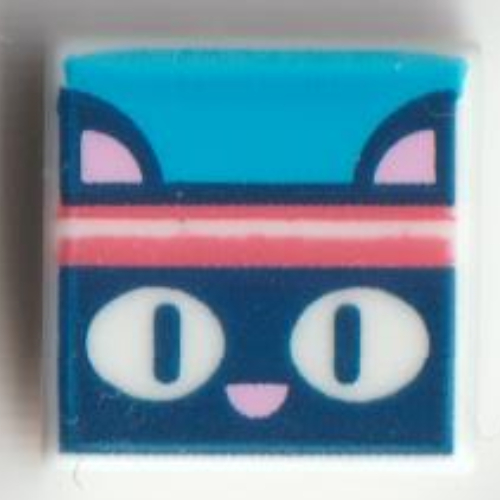 Visuel indicatif Rebrickable de Tuile 1 x 1 avec chat bleu foncé avec motif imprimé bandeau corail (Tile 1 x 1 with Dark Blue Cat with Coral Headband Print)