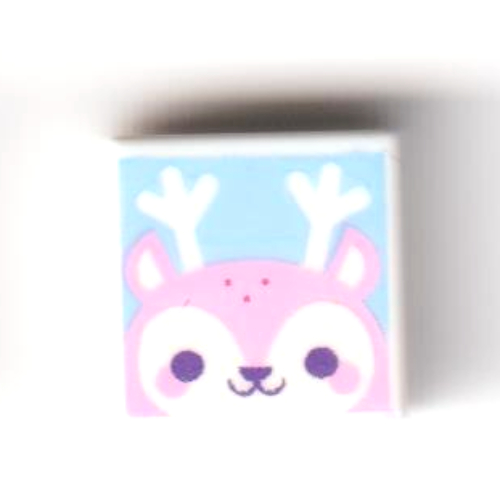 Visuel indicatif Rebrickable de Tuile 1 x 1 avec cerf rose vif, fond azur moyen imprimé (Tile 1 x 1 with Bright Pink Deer, Medium Azure Background Print)