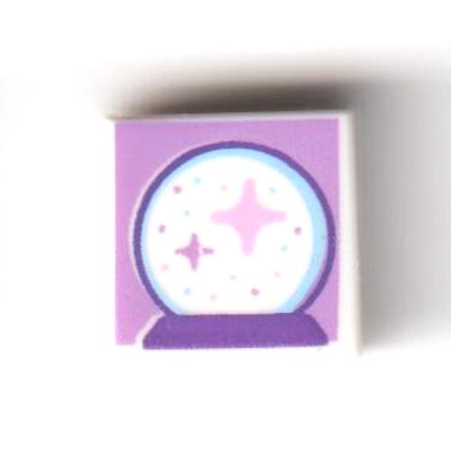 Visuel indicatif Rebrickable de Tuile 1 x 1 avec boule de cristal, pied violet foncé, fond turquoise foncé motif imprimé (Tile 1 x 1 with Crystal Ball, Dark Purple Foot, Dark Turquoise Background Print)