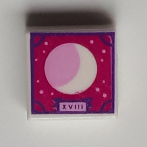 Visuel indicatif Rebrickable de Tuile 1 x 1 avec motif imprimé blanc/lavande, fond magenta/violet foncé (Tile 1 x 1 with White/Lavender Moon, Magenta/Dark Purple Background Print)