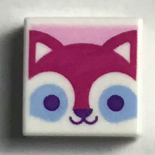 Visuel indicatif Rebrickable de Tuile 1 x 1 avec chat magenta, yeux moyen azur motif imprimé (Tile 1 x 1 with Magenta Cat, Medium Azure Eyes Print)