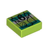 Visuel indicatif Rebrickable de Tuile 1 x 1 avec motif imprimé noir '6', turquoise foncé/blanc (Tile 1 x 1 with Black '6', Dark Turquoise/White Stripes Print)