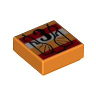 Visuel indicatif Rebrickable de Tuile 1 x 1 avec motif imprimé Noir '3', Rouge/Blanc (Tile 1 x 1 with Black '3', Red/White Stripes Print)