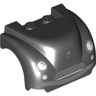 Visuel indicatif Rebrickable de Carrosserie du véhicule, passage de roue / garde-boue 3 x 4 x 2 avec toit plat, avant raide et ailes incurvées avec phares, calandre, pare-chocs incurvé et sourire avec motif imprimé dents (Vehicle Body, Wheel Arch / Mudguard 3 x 4 x 2 with Flat Top, Steep Front and Curved Fenders with Headlights, Grille, Curved Bumper and Smile with Teeth Print)