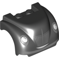Corps du véhicule, arc de roue / garde-boue 3 x 4 x 2 avec plateau, avant raide et ailes incurvées avec phares, grille, pare-chocs incurvé et grille motif imprimé (Vehicle Body, Wheel Arch / Mudguard 3 x 4 x 2 with Flat Top, Steep Front and Curved Fenders with Headlights, Grille, Curved Bumper and Grill Print)