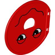 Visuel indicatif Rebrickable de Duplo balle tube porte de sortie avec les yeux demi-fermés et la bouche ondulée motif imprimé (Duplo Ball Tube Exit Door with Half-Closed Eyes and Wavy Mouth Print)