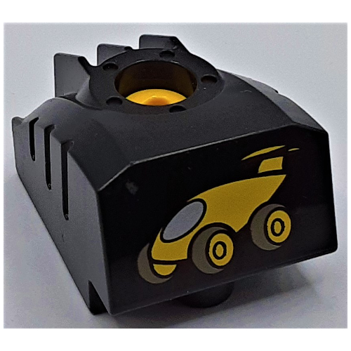Visuel indicatif Rebrickable de Duplo toolo mybot programme moteur brique avec motif imprimé voiture jaune (Duplo Toolo MyBot Engine Program Brick with Yellow Car Print)