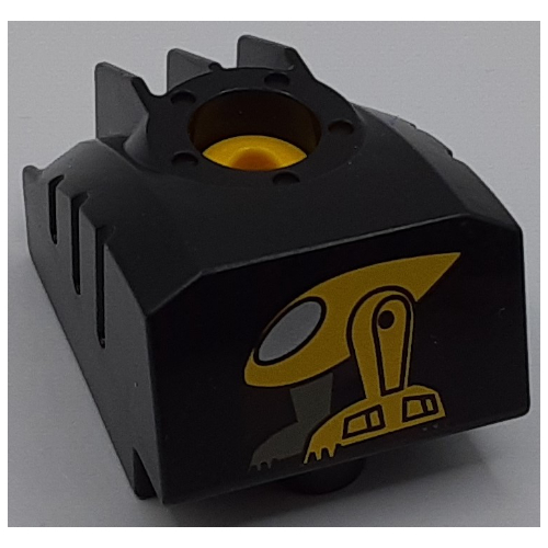 Visuel indicatif Rebrickable de Duplo toolo mybot programme moteur brique avec motif imprimé robot jaune (Duplo Toolo MyBot Engine Program Brick with Yellow Robot Print)