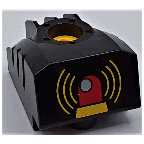 Visuel indicatif Rebrickable de Duplo toolo mybot programme moteur brique avec motif imprimé sirène jaune (Duplo Toolo MyBot Engine Program Brick with Yellow Siren Print)
