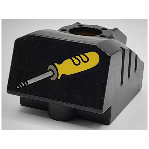 Visuel indicatif Rebrickable de Duplo Toolo MyBot Programme moteur brique avec motif imprimé Tournevis jaune (Duplo Toolo MyBot Engine Program Brick with Yellow Screwdriver Print)