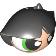 Visuel indicatif Rebrickable de Tête de minifigurine Spécial, Powerpuff Fille avec les yeux verts et les cheveux courts (Buttercup) (Minifig Head Special, Powerpuff Girl with Green Eyes and Short Hair (Buttercup))