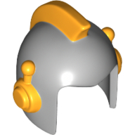 Visuel indicatif Rebrickable de Casque espace rétro avec avant ouvert et lumineux oreillettes orange clair et motif de crête (Helmet Space Retro with Open Front and Bright Light Orange Earpieces and Crest Pattern)