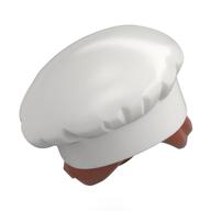 Visuel indicatif Rebrickable de Cheveux et chapeau, chef, cheveux orange foncé avec motif Bun (Hair and Hat, Chef, Dark Orange Hair with Bun Pattern)