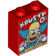 Visuel indicatif Rebrickable de Brique 1 x 2 x 2 avec motif de boîte de céréales 'KRUSTY O's' (Brick 1 x 2 x 2 with 'KRUSTY O's' Cereal Box Print)