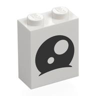 Visuel indicatif Rebrickable de Brique 1 x 2 x 2 avec œil noir, motif imprimé iris blanc (Brick 1 x 2 x 2 with Black Eye, White Iris Print)